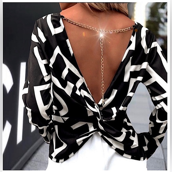 Jeweled Backless Blouse. - Picture 14 of 16